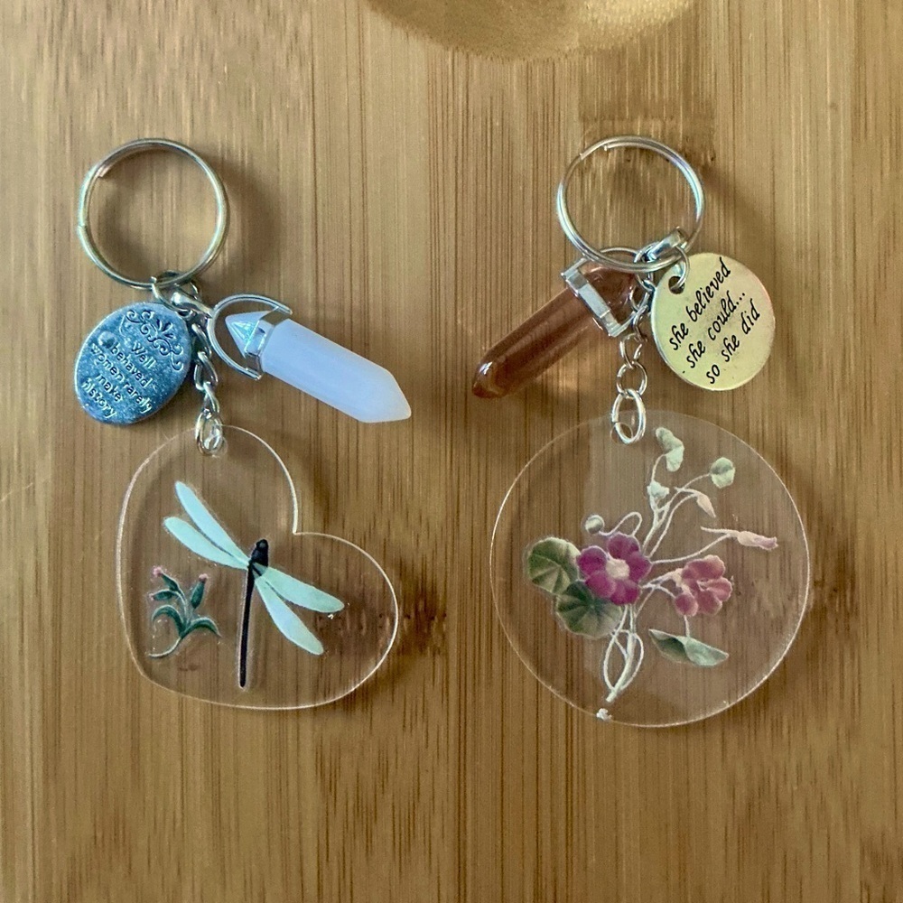 Handmade set of 2 acrylic keychains!  Brand New!